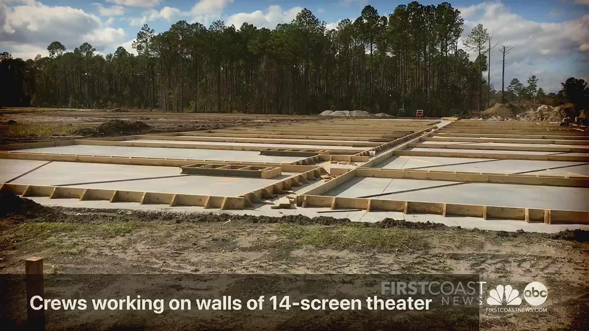Construction of new 14screen movie theater in Jacksonville shopping