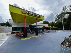 Exterior shot of an ice cream shop