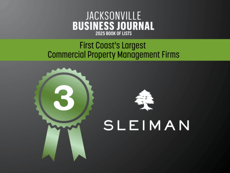 graphic that says First Coast's Largest Commercial Property Management Firms and shows that Sleiman ranked number 3.