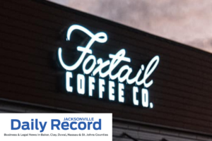 Foxtail LED sign with Jax Daily Record Logo